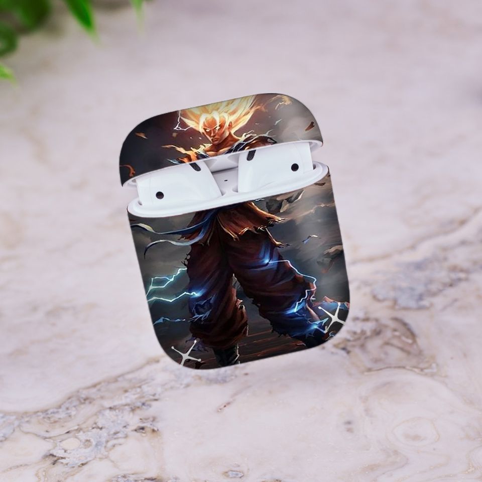 Miếng dán skin chống bẩn cho tai nghe AirPods in hình Songoku Dragon Ball - 7vnr007 (bản không dây 1 và 2)