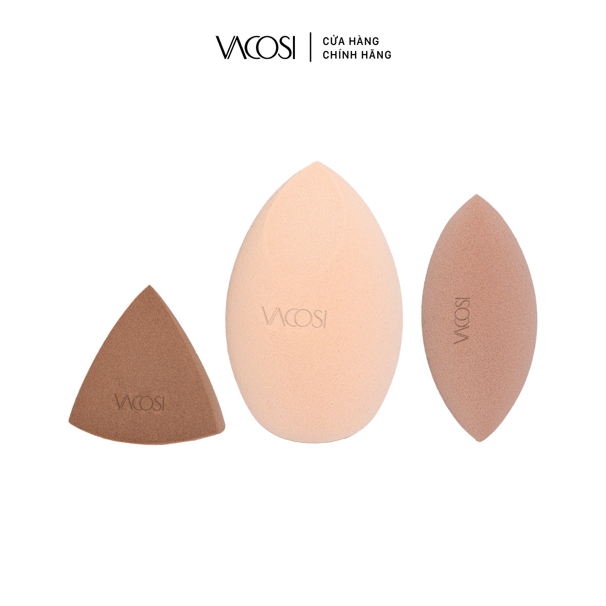 Set 3 bông phấn đa diện VACOSI VERSATILE MAKEUP BLENDER - BP42