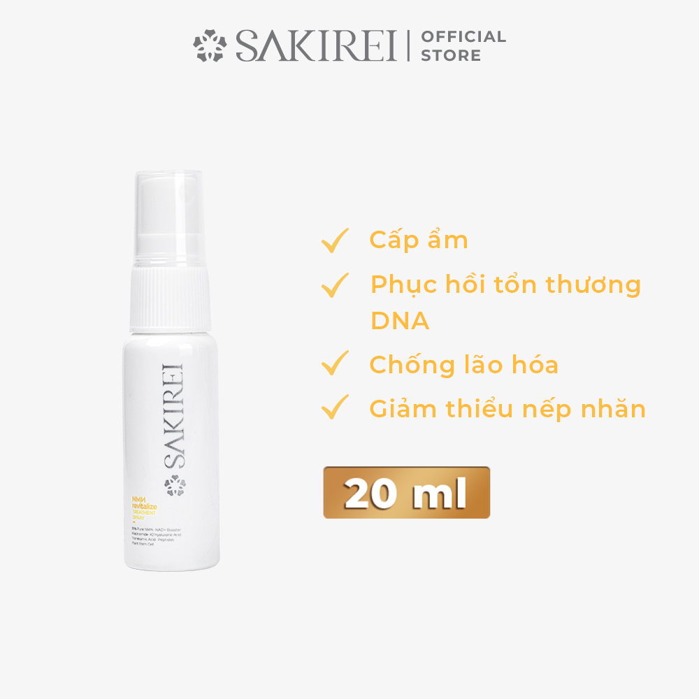 Xịt NMN &amp; HA chống lão hóa, cấp ẩm, phục hồi tế bào da Sakirei NMN Revitalize Treatment Spray 20ml