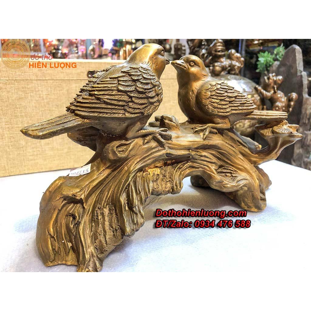 Đôi Chim Uyên Ương Trên Cành Bằng Đồng Cao 20cm