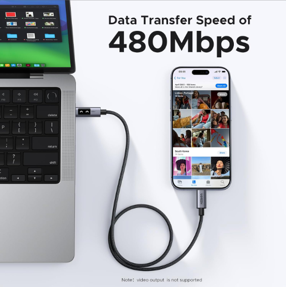 Cáp sạc nhanh USB Type C 100W 5A có đèn led Ugreen 45612 (Dài 0.5m) - Hàng chính hãng