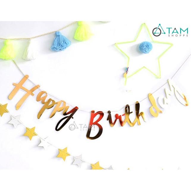 Dây chữ Happy Birthday bằng giấy ép kim