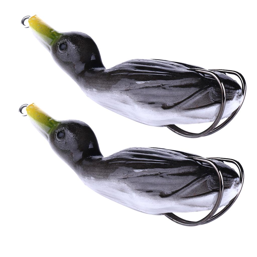 2pcs Floating Duck Lure 10.5cm Bass Bait Fishing Tackle Black