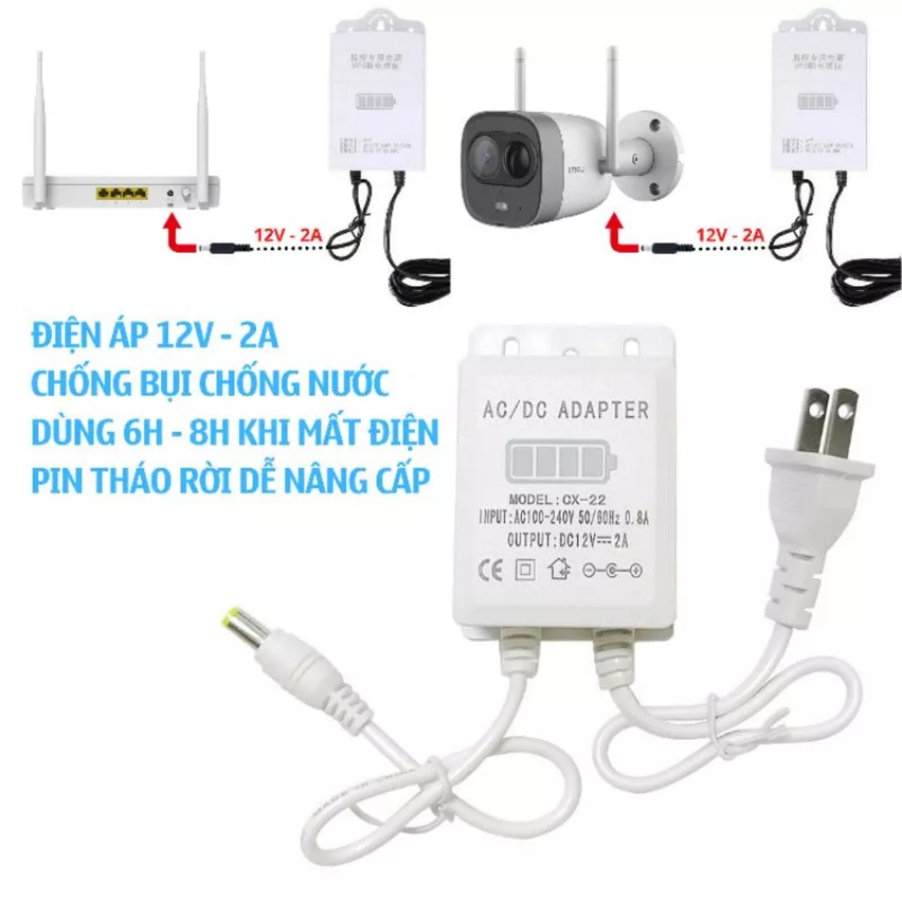 Nguồn dự phòng wifi , pin sạc dự phòng wifi camera 12v sử dụng 6-8h sau khi mất điện loại tốt