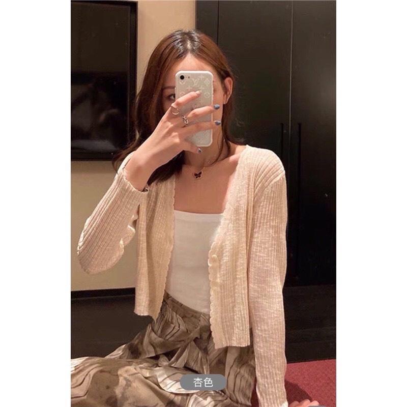 Áo Khoác Len Mỏng Cardigan Màu Pastel Muối Tiêu