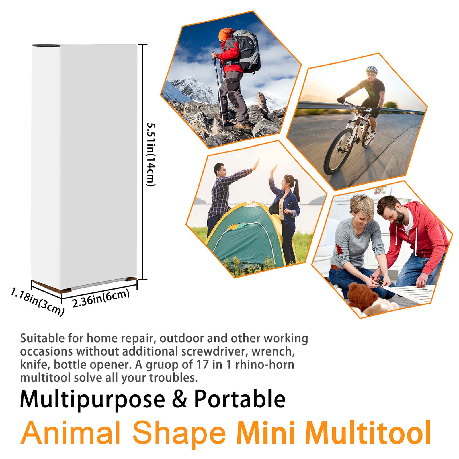 Portable Animal Shape Multi-purpose Combination Tools Keychain Multi-tools 6-in-1 Multifunctional Wrench & Drill Bit Kit Screwdriver Bits & Inner Hexagon Wrench Bottle Opener Portable for Outdoor Camping Hiking