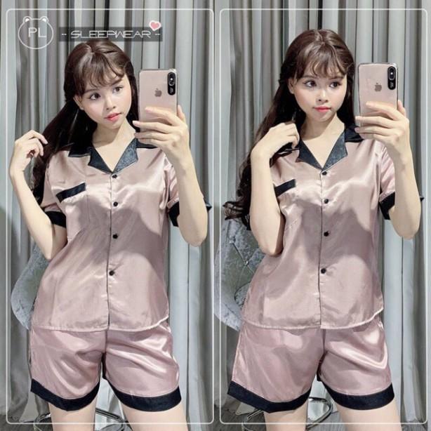 Bộ ngủ pijama lụa phi phối cổ loại đẹp