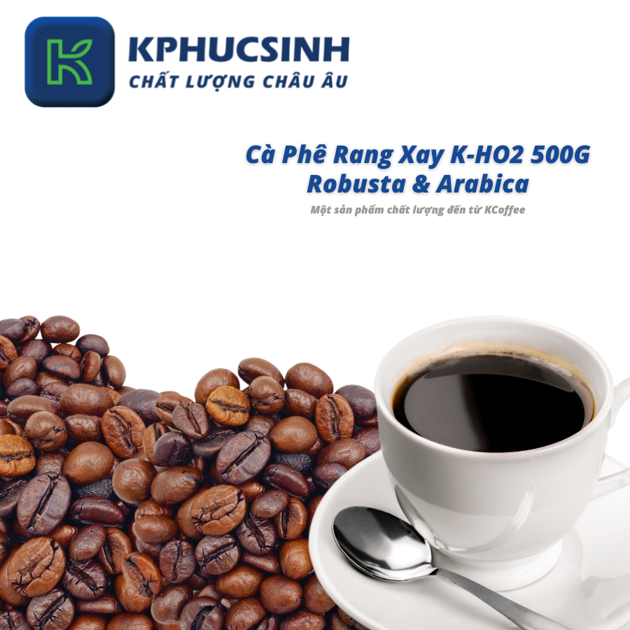 Cà phê rang xay KCoffee 100% Robusta Arabica nguyên chất K-HO2 (500g/Túi)