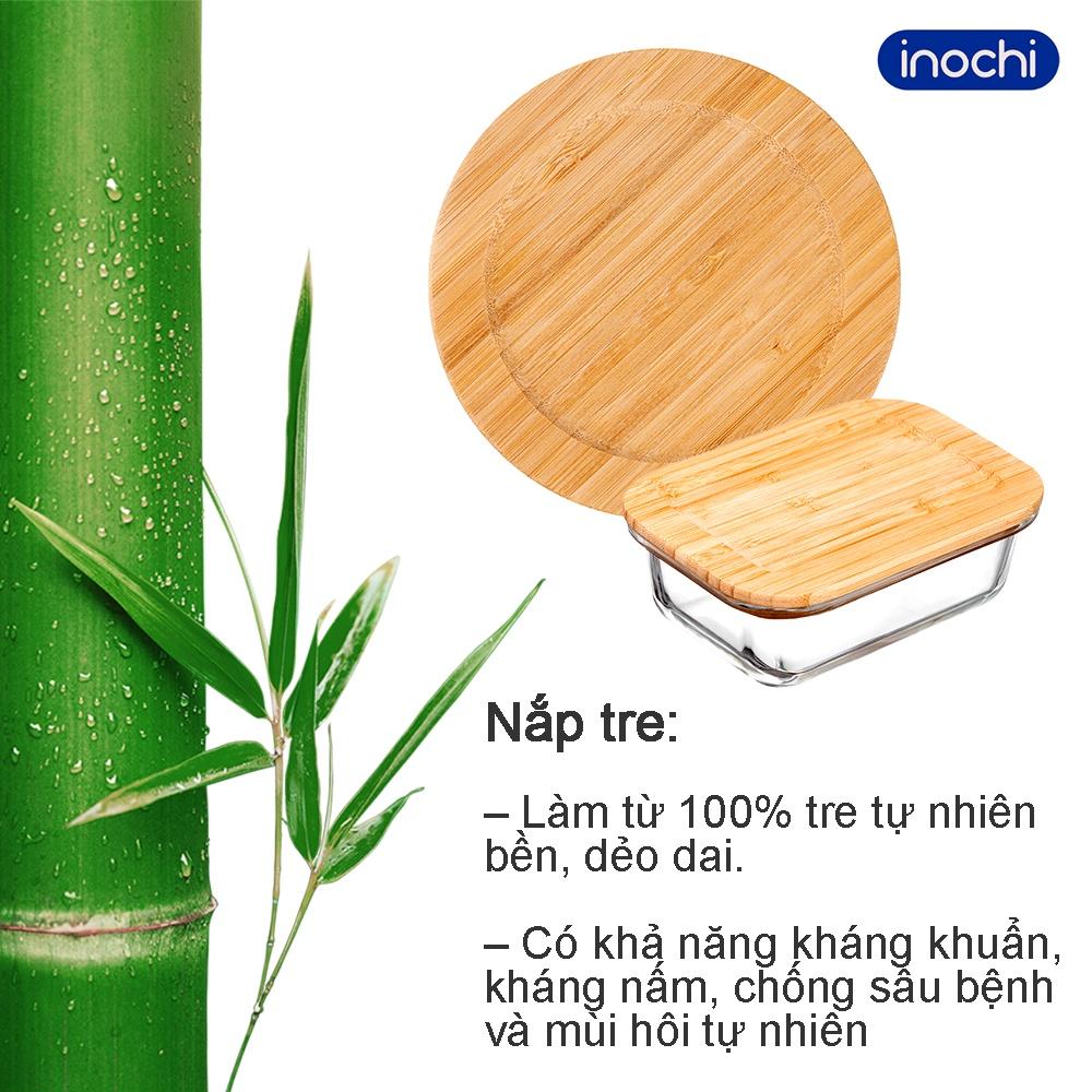 Hộp thủy tinh nắp tre hộp thực phẩm tròn Nikko inochi