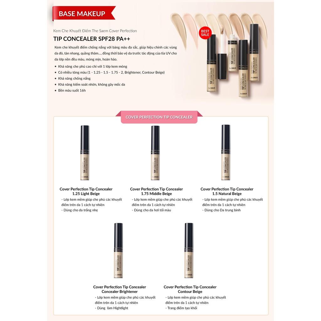 Kem che khuyết điểm The Saem Cover Perfection Tip Concealer 1.5 Natural Beige (6.5g) - M3