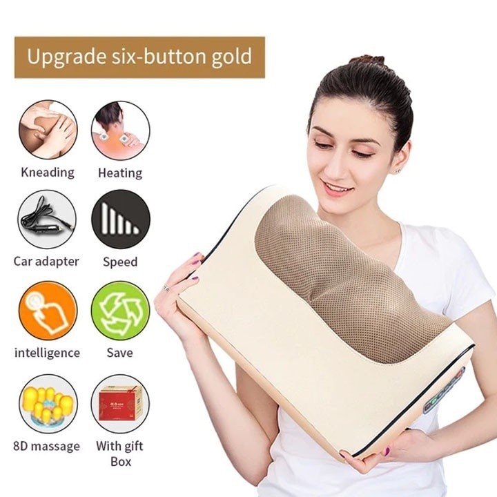 Gối massage cổ vai gáy, máy massage, gối massage hồng ngoại 20 bi cao cấp hỗ trợ mát xa vùng cổ,vai gáy hiệu quả