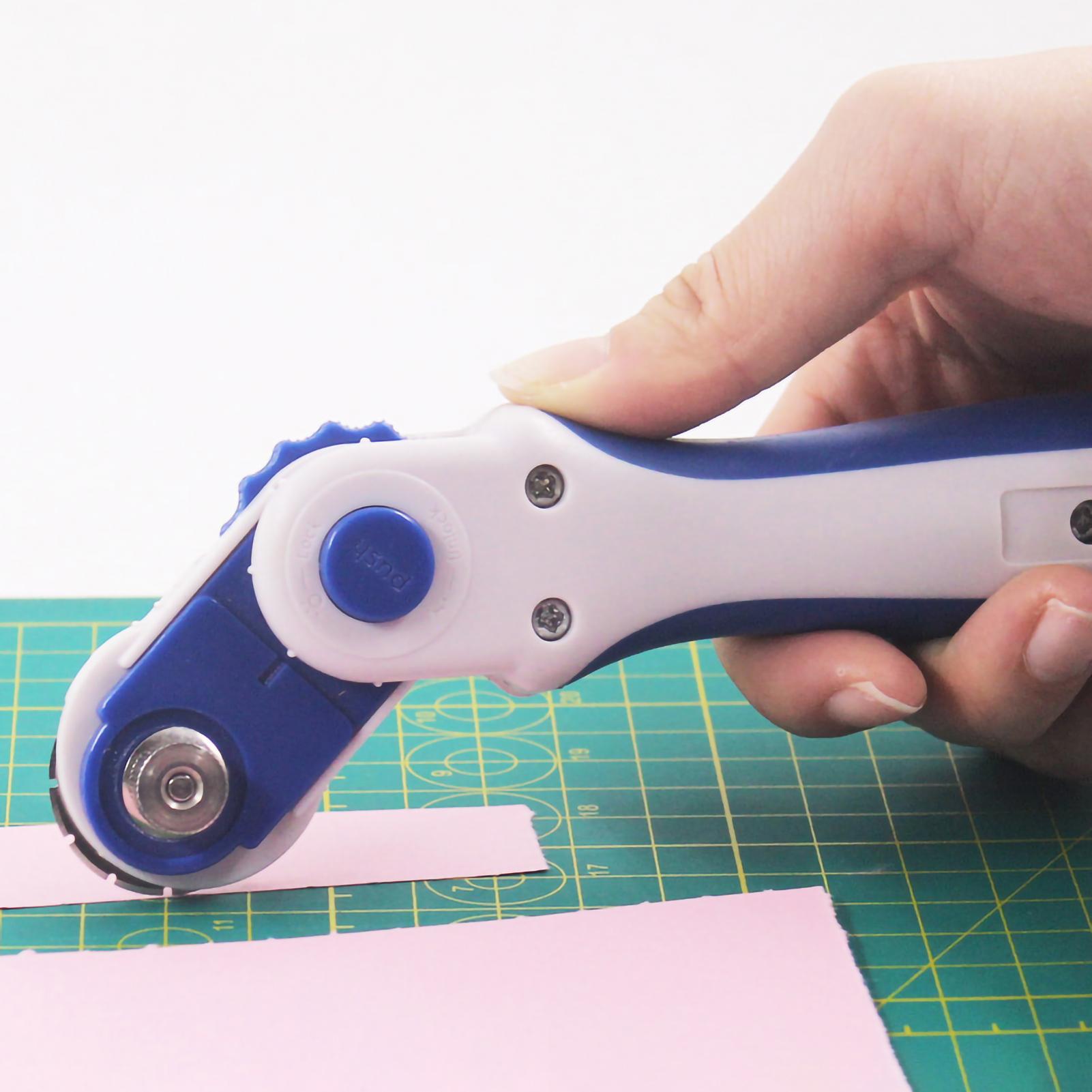 Rotary Cutter 3in1 Cutting Machine with 3pcs Replacement Blades Ergonomic Rubber Handle Rolling Cutter with Safety Lock