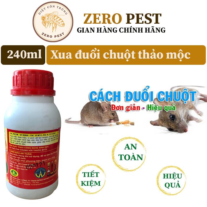 Chế phẩm vi sinh XUA ĐUỔI CHUỘT 240ml, dùng trong nhà, ngoài vườn, cây trồng