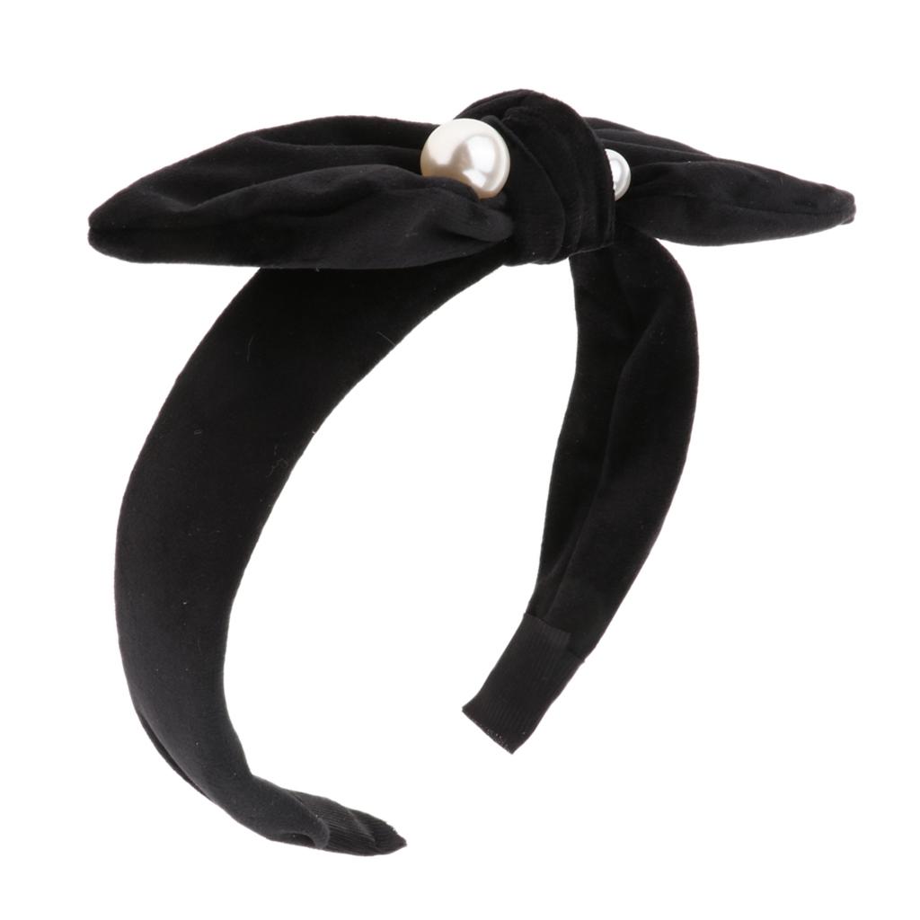 Fashion Women Bowknot Pearl Hair Band Elastic Hoop Lovely Headband Alice Hairband Wedding Party Prom Hair Styling Accessories