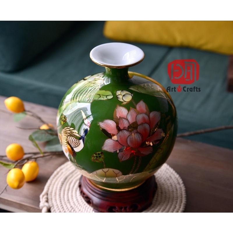 Bình hút lộc vẽ vàng sz30 - Bình phong thuỷ, bình hút tài lộc Bát Tràng cao cấp
