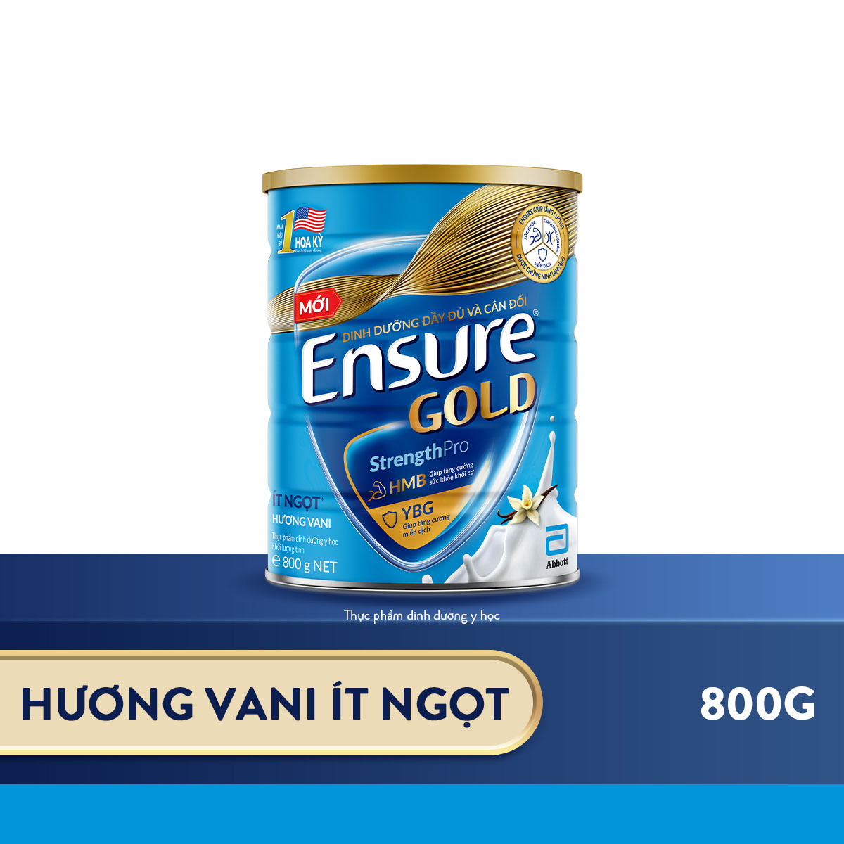 Hình ảnh Thực phẩm dinh dưỡng y học Ensure Gold hương vani ít ngọt 800g/850g