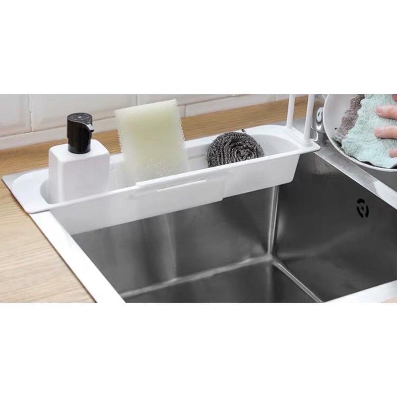 Kệ nhựa gác bồn rửa chén co giãn rút gọn đa năng nhựa Việt Nhật - Giá để đồ rửa chén bát gấp gọn gác cạnh bồn