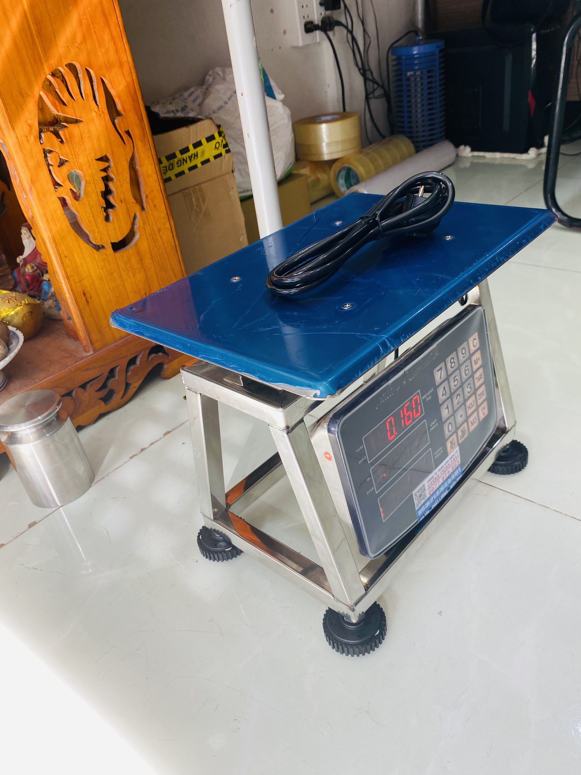 Cân ghế ngồi Inox mini 30KG tính tiền - Chống nước