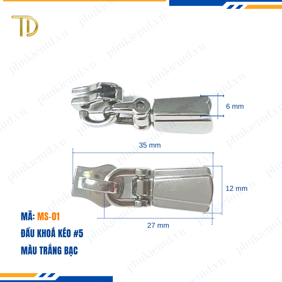 Đầu khóa kéo túi xách, đầu khóa kéo thay thế, đầu khóa kéo balo răng 5, Mạ điện độ bền 5-8 năm
