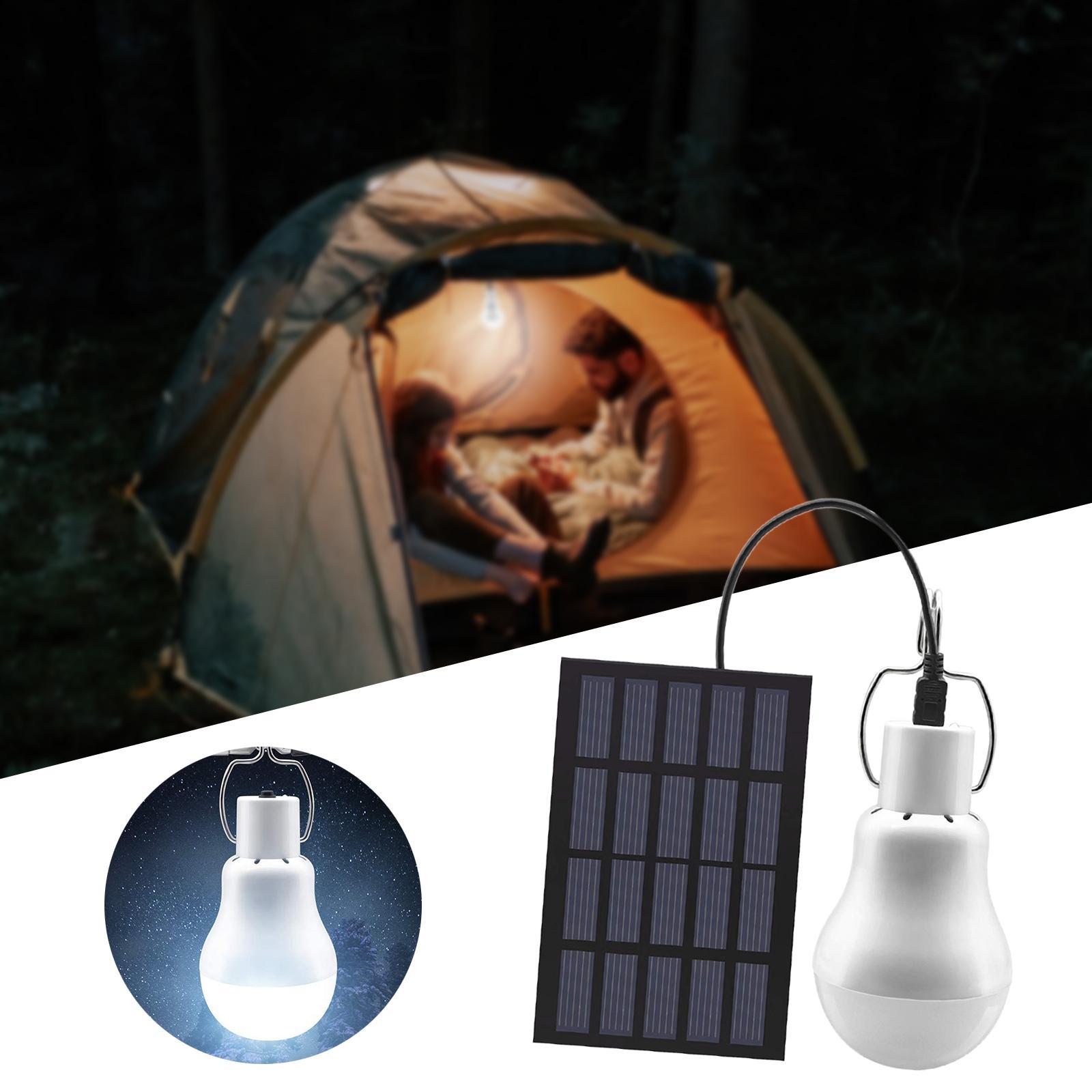 Portable LED Bulb Light Camping Solar Powered Panel Hanging Lamp Indoor