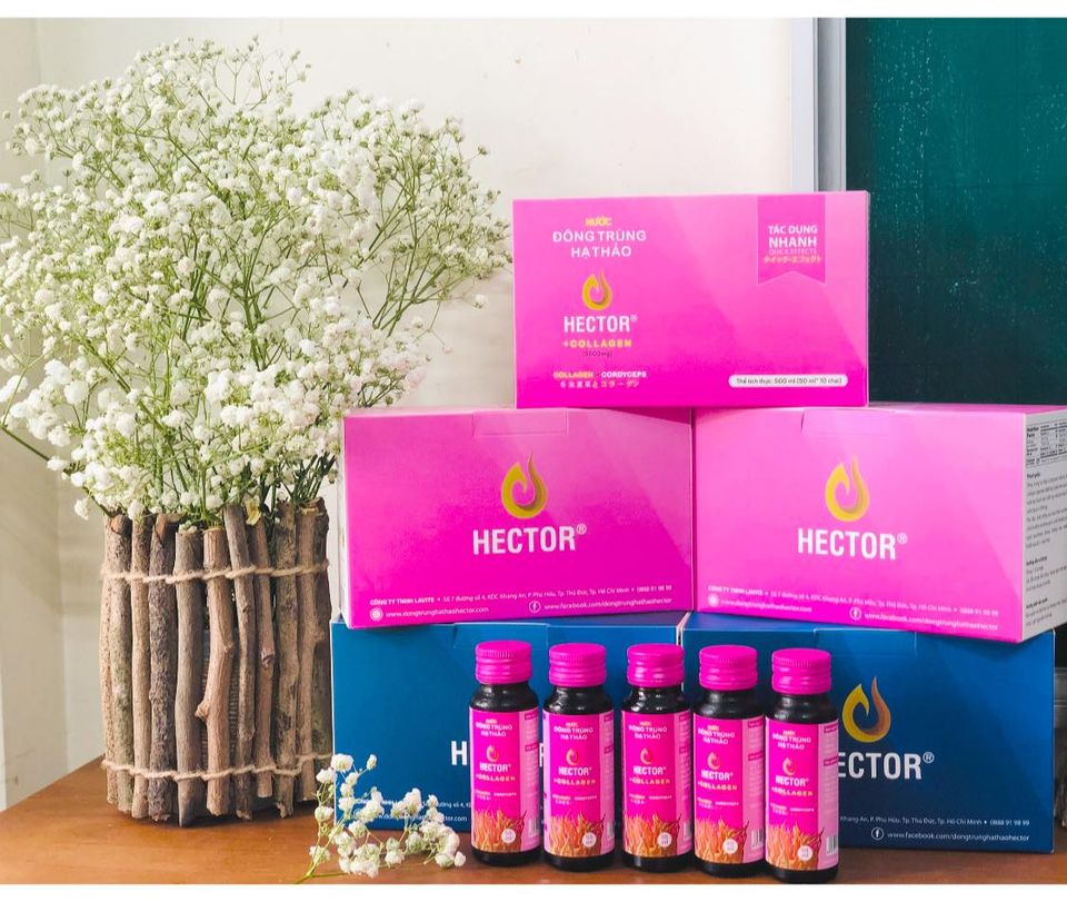 Set 2 Hộp 20 Chai Hector Collagen Nước Đông Trùng Hạ Thảo Hỗ Trợ Đẹp Da, Chống Lão Hóa, Tăng Cường Sức Khỏe