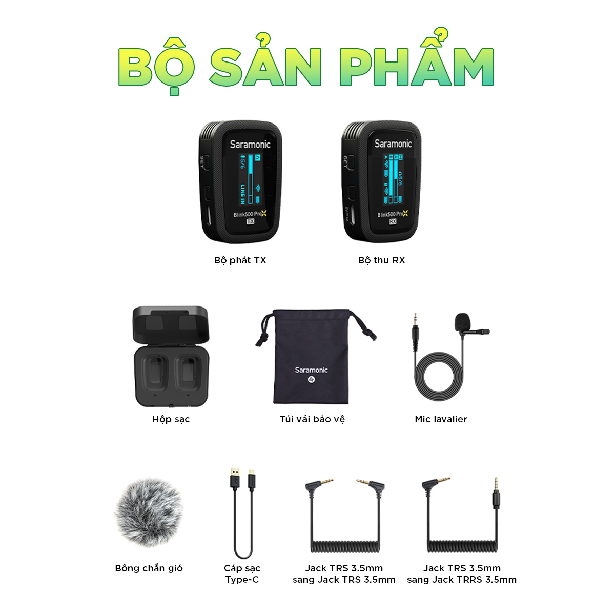 Micro thu âm không dây thế hệ mới Saramonic Blink500 ProX - Hàng chính hãng