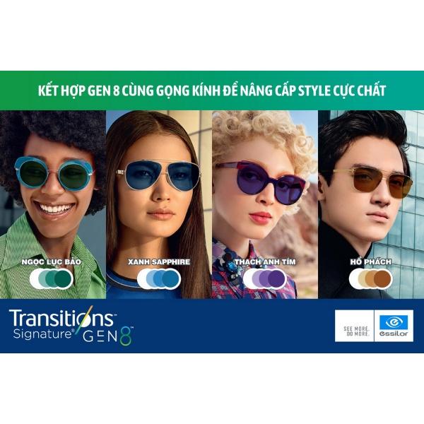 Tròng Kính Đổi Màu Essilor SPH Transitions Style Colors Gen8 chính hãng Pháp