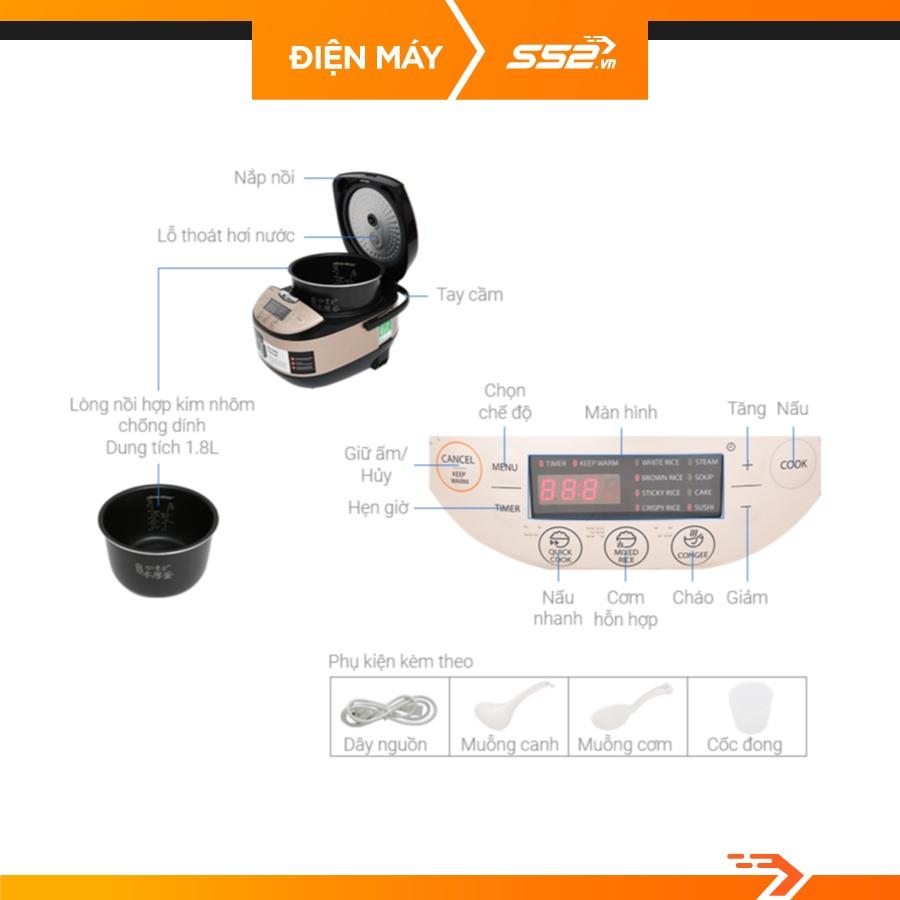 Nồi cơm điện tử Toshiba RC-18DR3PV - Vàng đồng - Hành Chính Hãng
