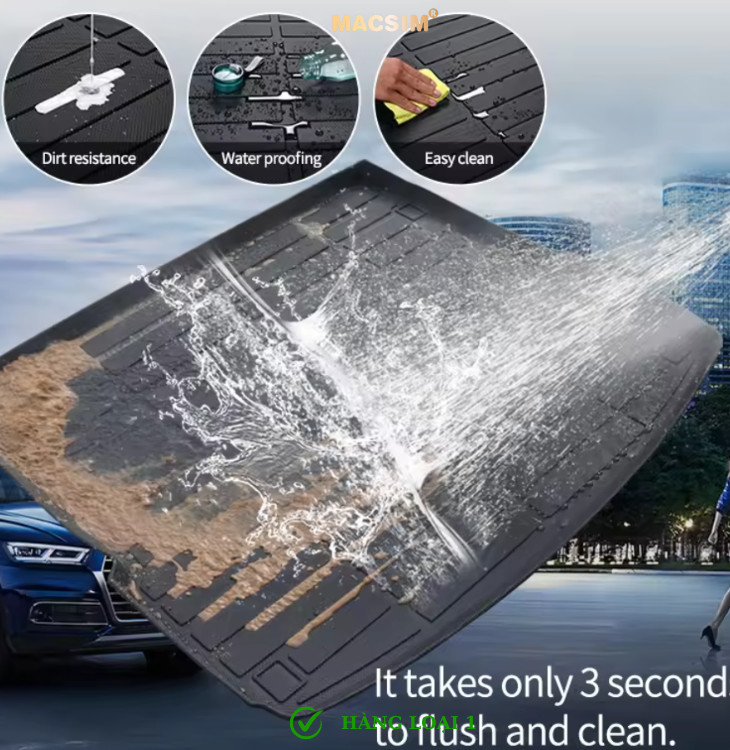Thảm lót cốp xe ô tô Hyundai Custin nhãn hiệu Macsim chất liệu TPE màu đen hàng loại 2