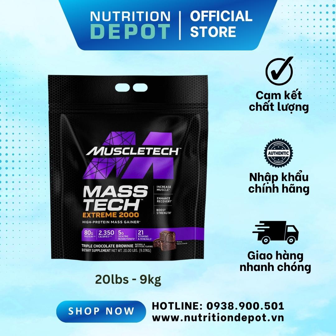 Sữa tăng cân tăng cơ Mass Tech Extreme 2000 Muscletech - vị Triple Chocolate Brownie - Nutrition Depot