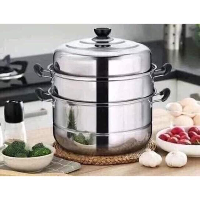 Nồi Hấp Inox Đa Năng 3 TẦNG 28CM Dùng Cho Cả Bếp Từ Và Bếp Ga
