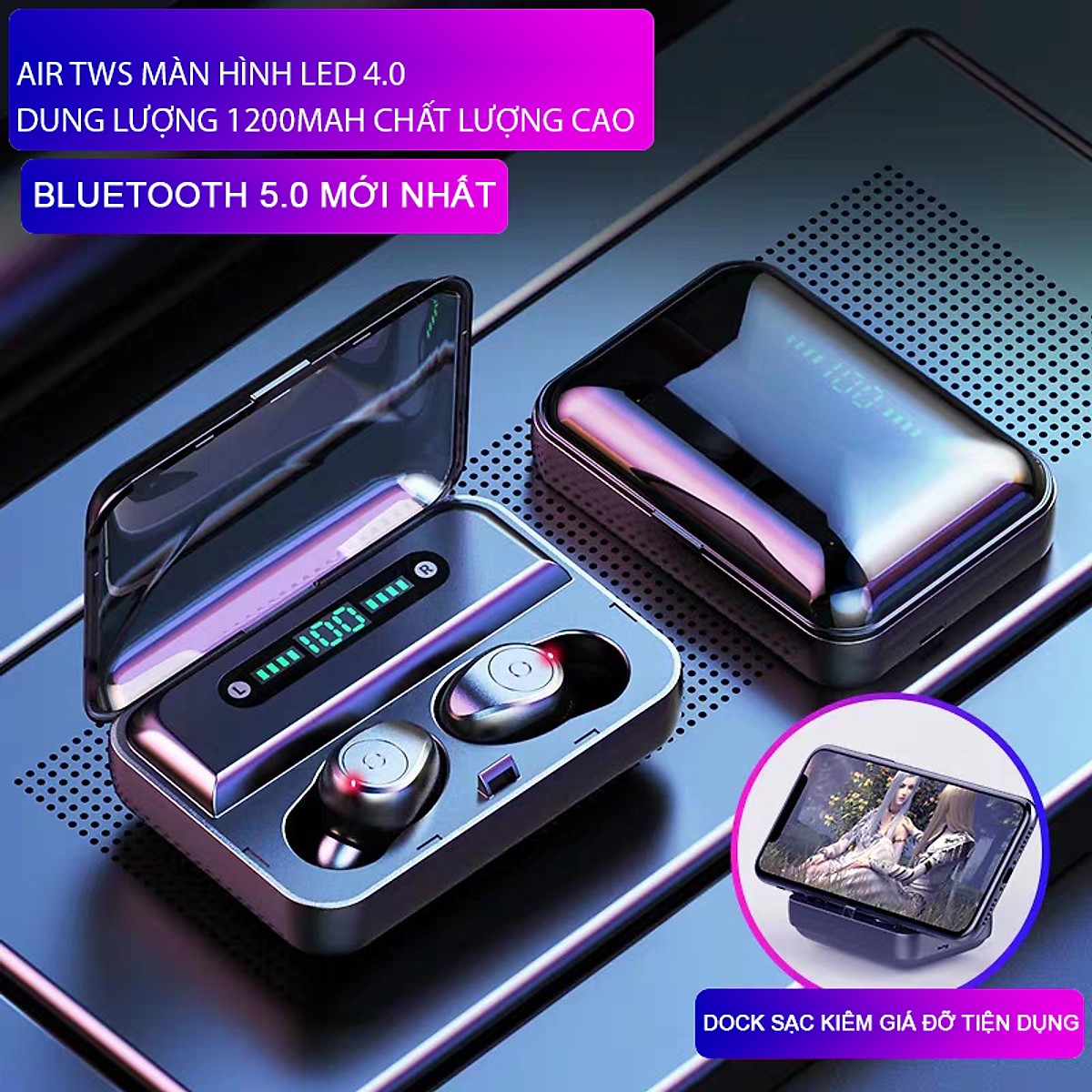 Tai Nghe Bluetooth (Tai Nghe Không Dây) ELEVATED 5.0 Cao Cấp - Tương Thích Cao Với Mọi Loại Điện Thoại - Hàng Chính Hãng