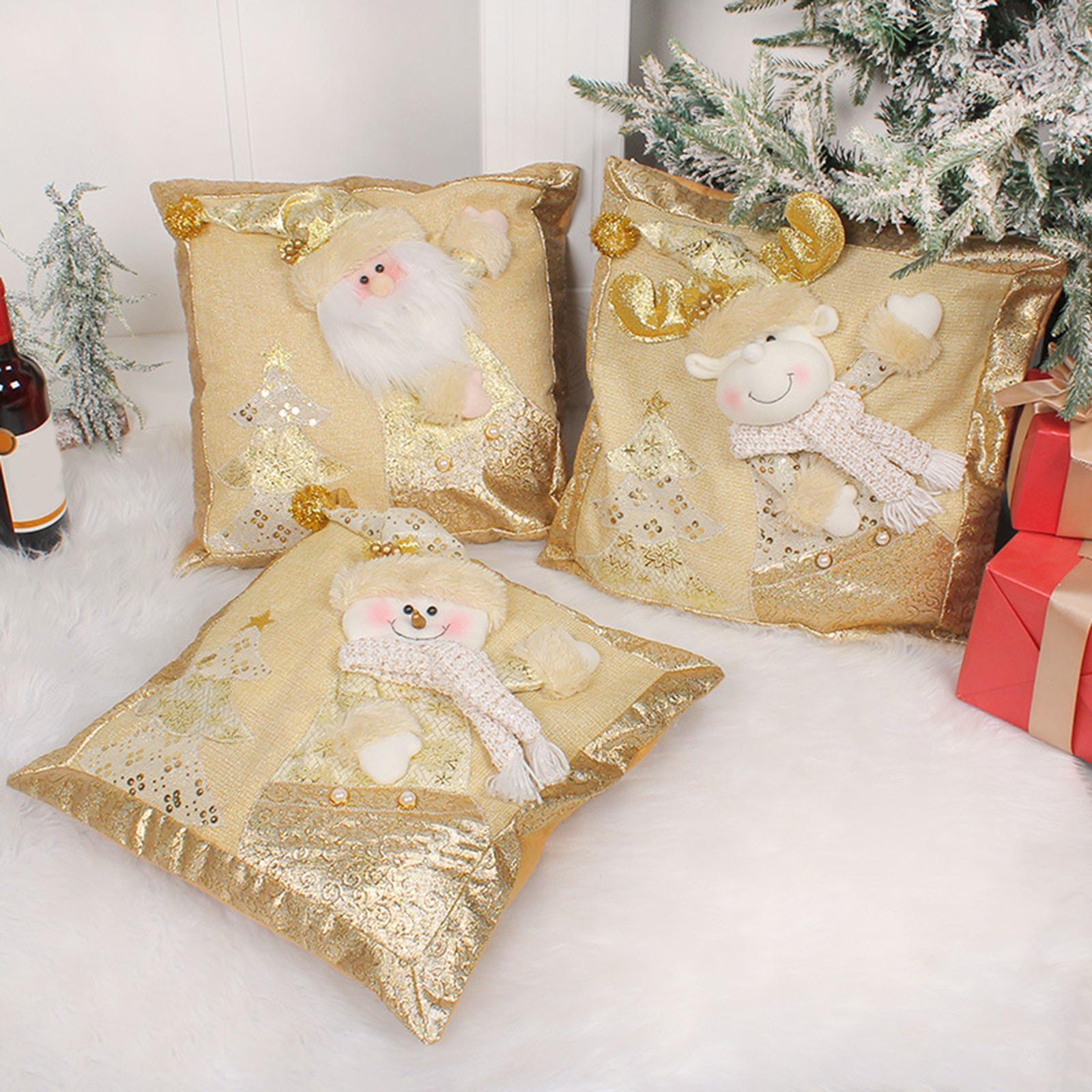 Square Christmas Snowman Throw Pillow Santa Claus for Decoration Sofa Couch