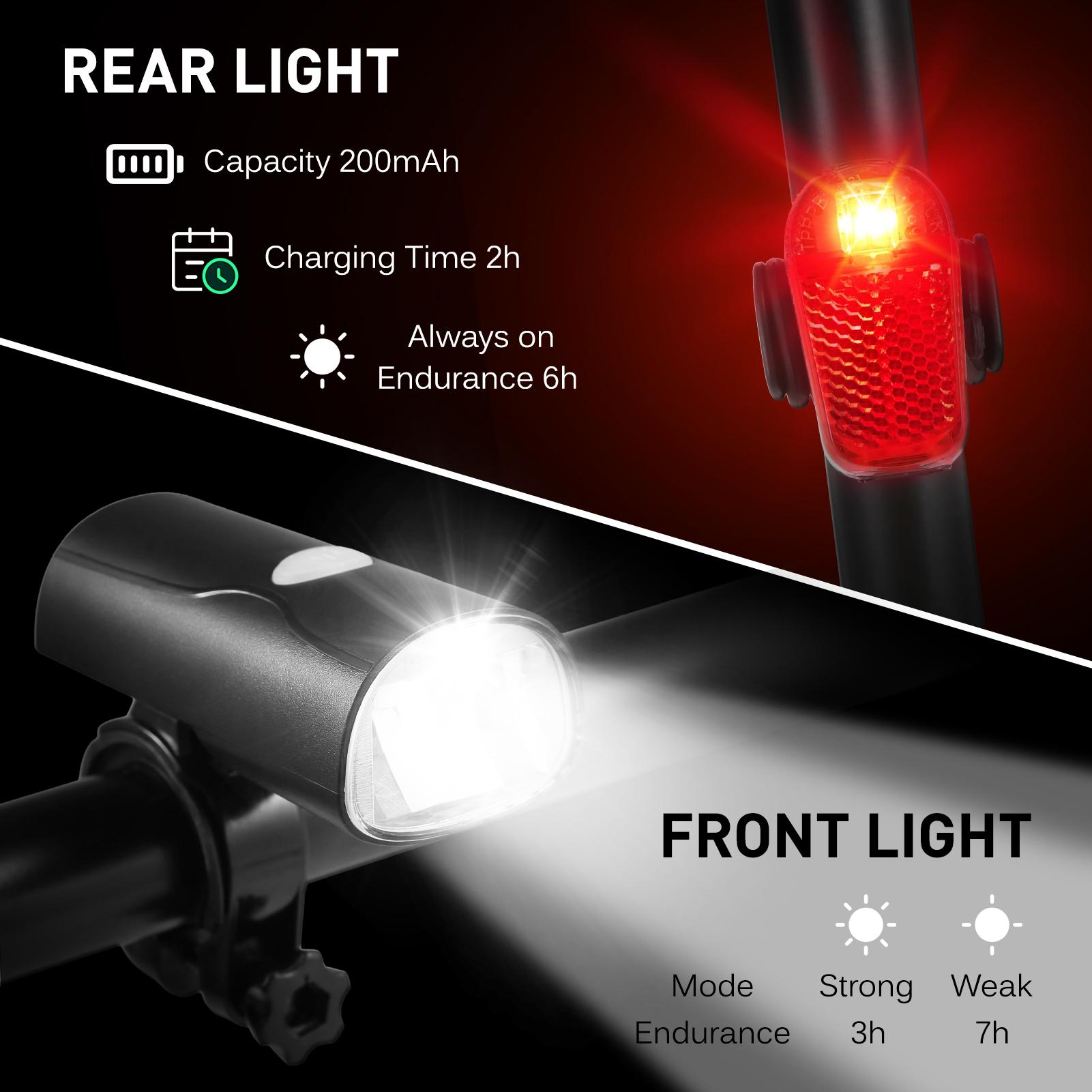 Đèn xe đạp có thể sạc lại USB đi đêm siêu sáng với đèn LED phía sau