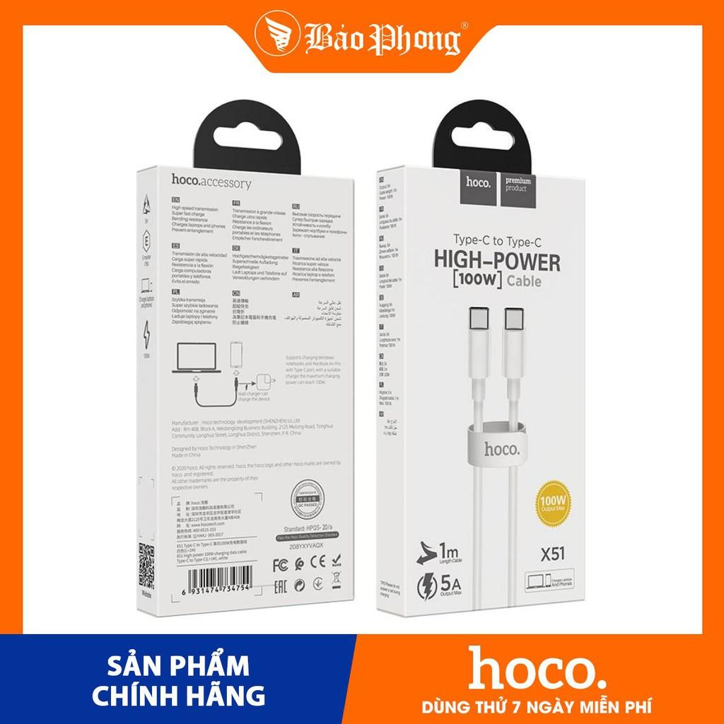 Cáp Sạc Nhanh HOCO X51 Type C 100W hàng chính hãng