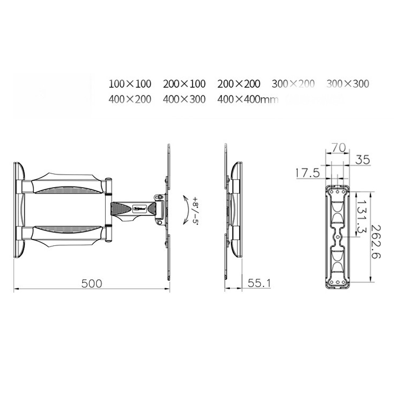 Giá treo tivi xoay đa năng Kaloc X4 32 đến 55 inch - Tải trọng tối đa 32Kg - Xoay mọi góc độ