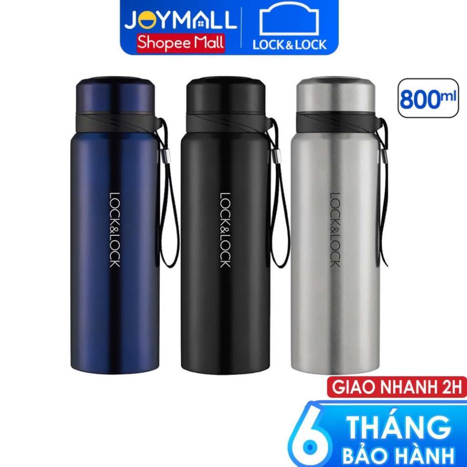 Bình Giữ Nhiệt 800ml Lock&amp;Lock Vacuum Bottle LHC6180 - Hàng Chính Hãng, Thép Không Gỉ, Lưới Lọc Trà, Dây Treo - JoyMall