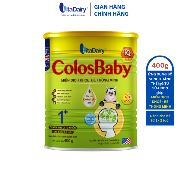 Colosbaby IQ Gold 1 + 400g hỗ trợ phát triển trí não, miễn dịch khỏe cho bé - VitaDairy