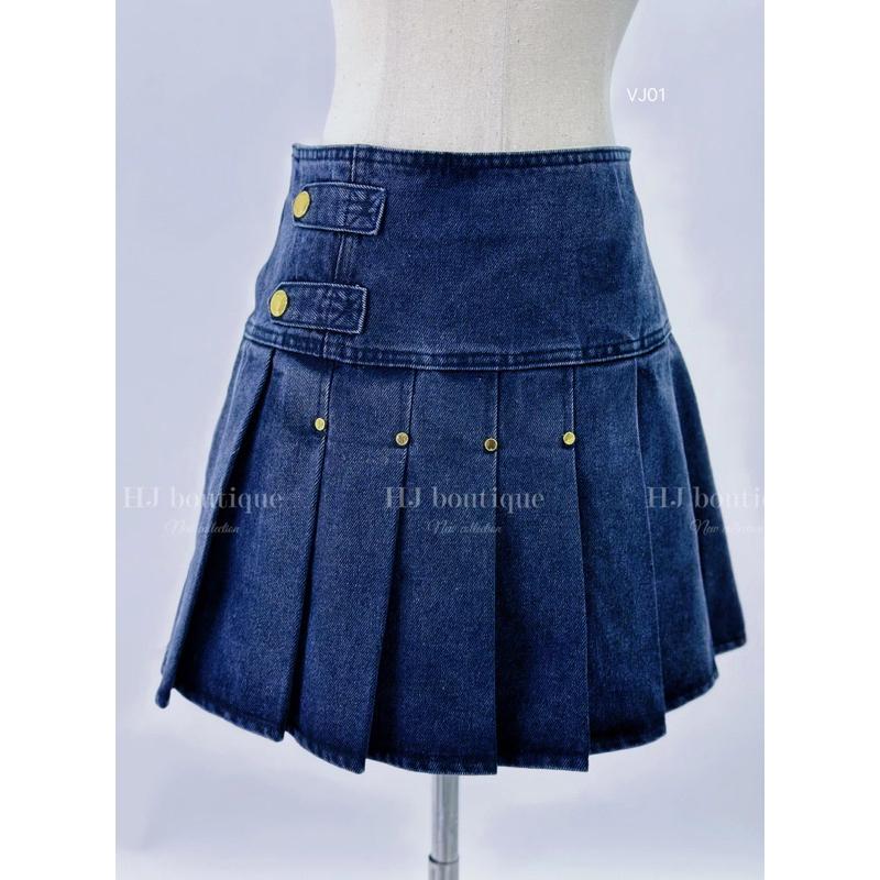 Chân váy Jeans cách điệu Hàn Quốc -VJ01 - Đen, Đen