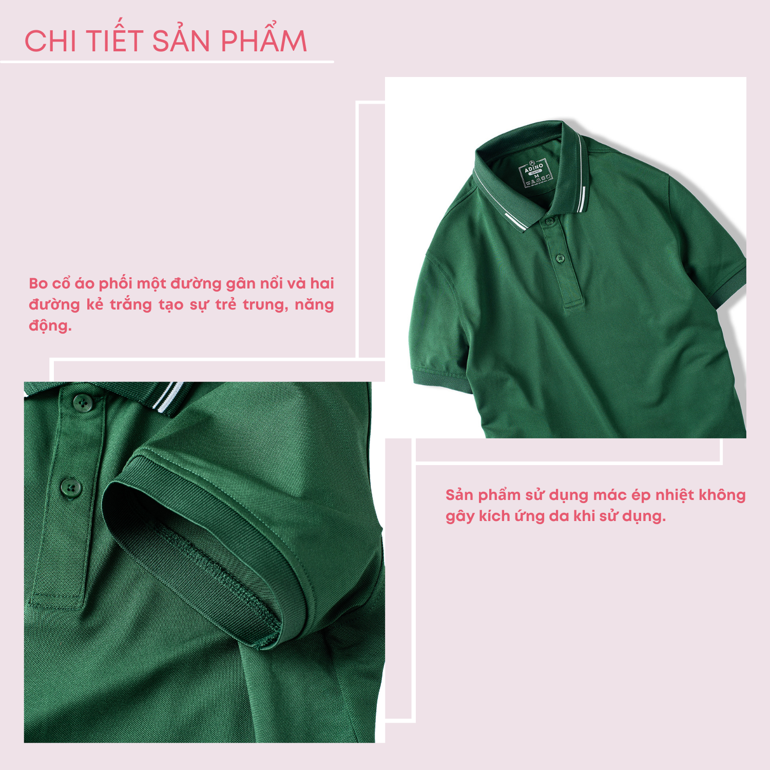 Áo polo nữ màu xanh lá phối viền ADINO vải polyester cotton không bai xù dáng công sở slimfit hơi ôm trẻ trung APN05
