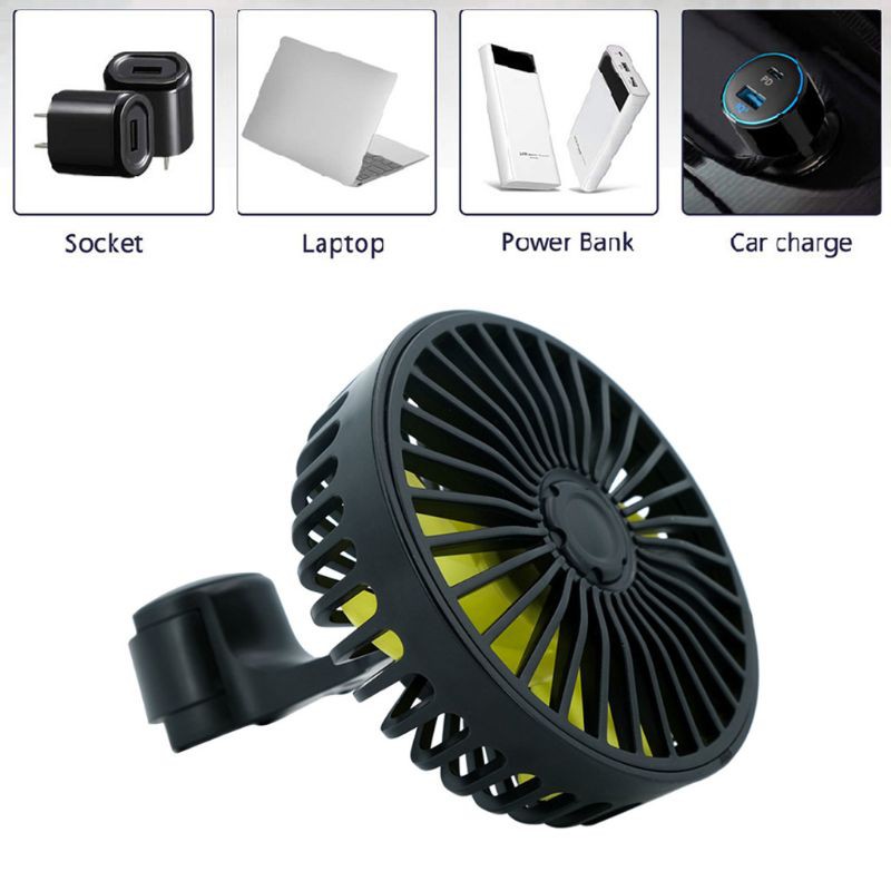Quạt làm mát ghế sau xe hơi với 3 tốc độ gió mạnh mẫu mới loại tốt xoay 360 độ gấp gọn, phụ kiện xe hơi