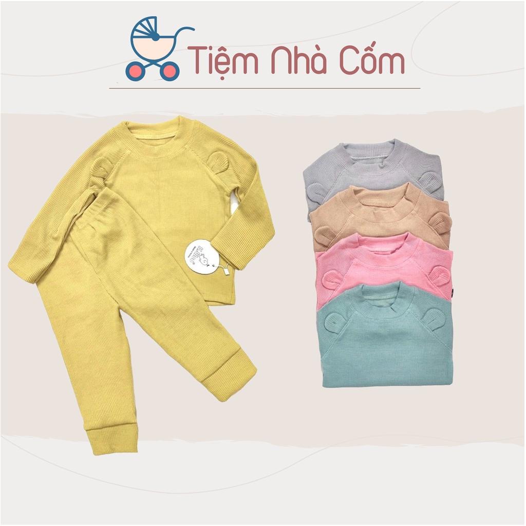 Bộ thun tăm dài tay trơn tai thú cho bé trai, bé gái - Kwoo - MC191