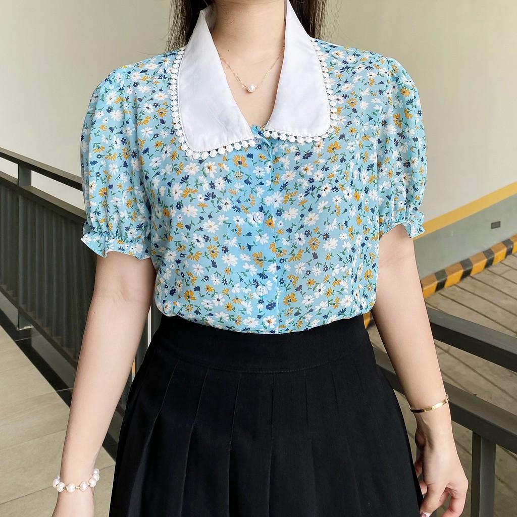 ÁO SƠ MI HOA CỔ VIỀN REN
