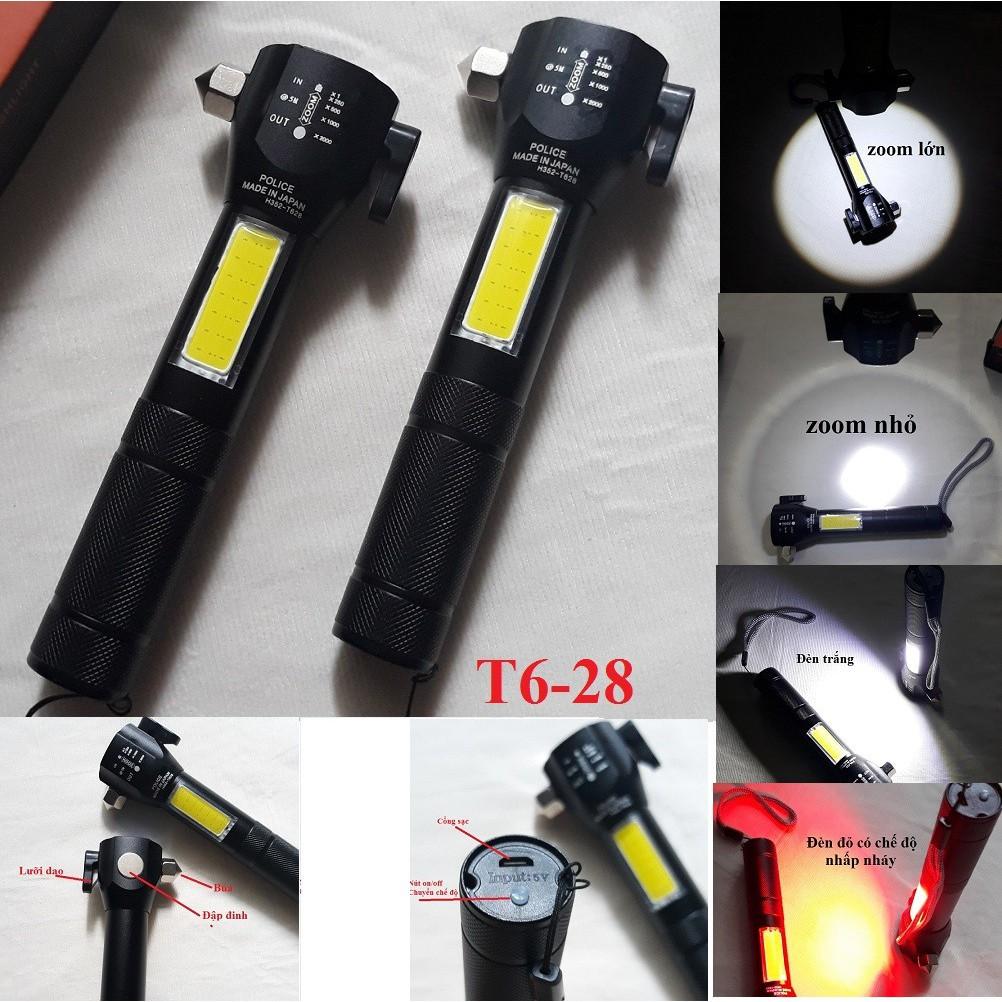 Đèn pin chiếu sáng T628 hàng hot hiện nay với 8 chức năng đa dạng hộp cam