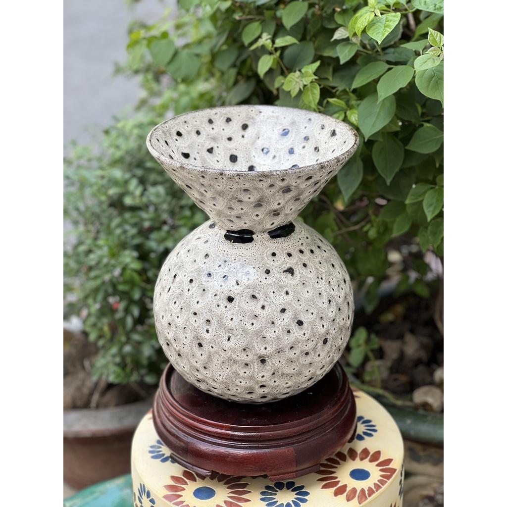 BÌNH HOA GỐM SỨ XUẤT KHẨU TRANG TRÍ DECOR MIỆNG LE TRÒN