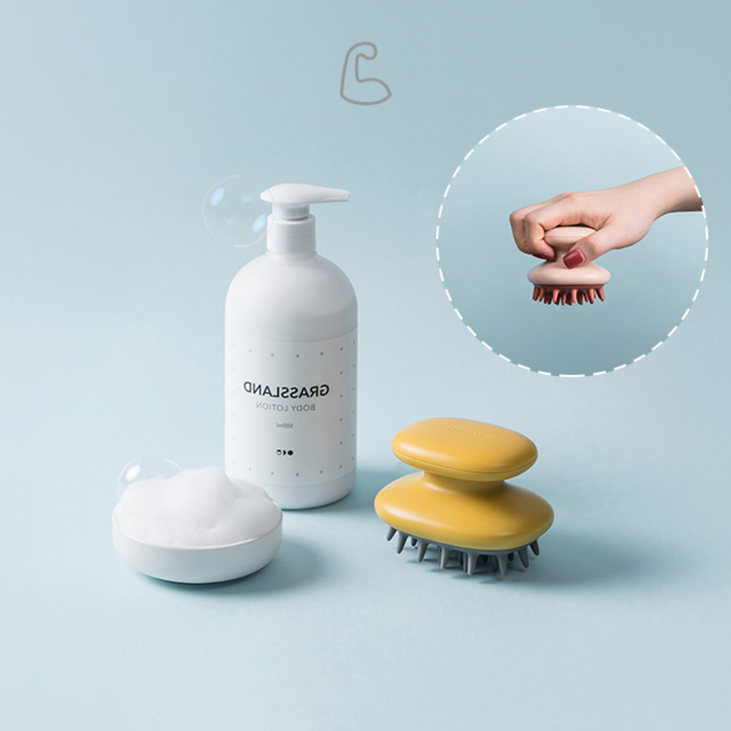 Lược gội đầu bằng silicon Shofuka, Bàn chải mát xa cơ thể, Bàn chải massage da đầu, bàn chải tắm toàn thân