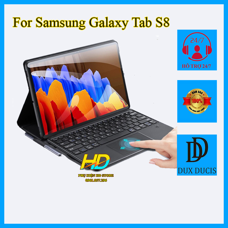 Bao Da Kèm Bàn Phím Dành Cho Samsung Tab S8 11 inch Hãng Dux Duics Có Bàn Di Chuột TougchPad, Chống Sốc - Hàng Nhập Khẩu