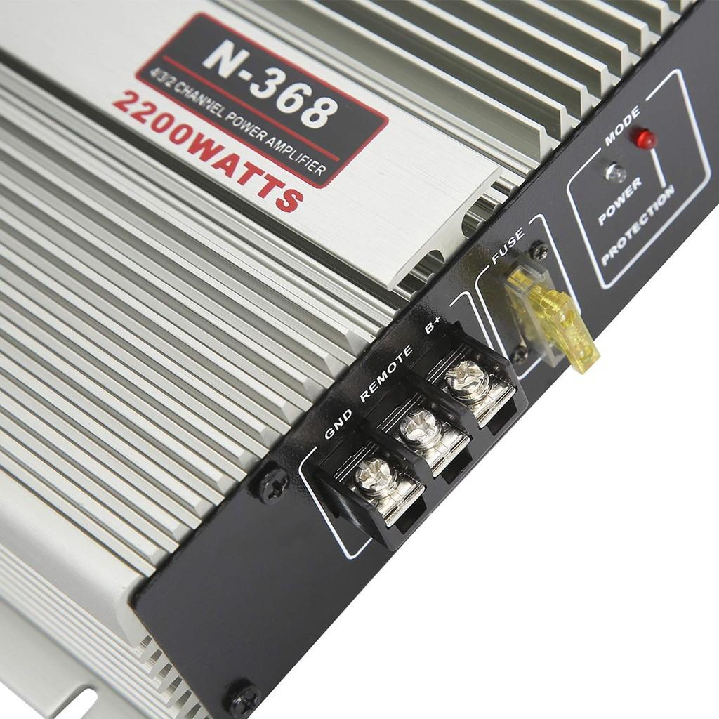 DSP QPertos Bộ Khuếch Đại Âm Thanh Ô Tô Kỹ Thuật Số Amplifier N-368 2200W 2 kênh lắp đặt sub gầm đôi cho ô tô