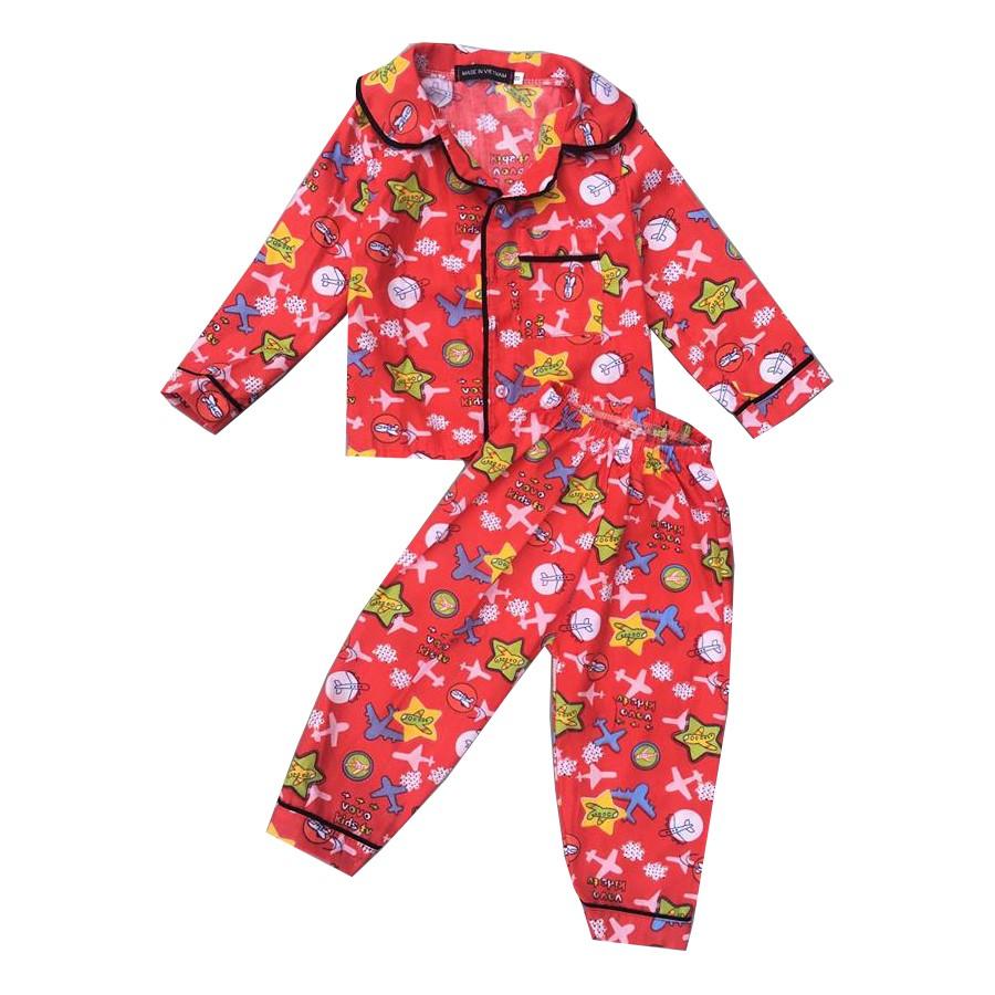 Bộ pizama dài tay cho bé gái chất thô kate hàng chuẩn size