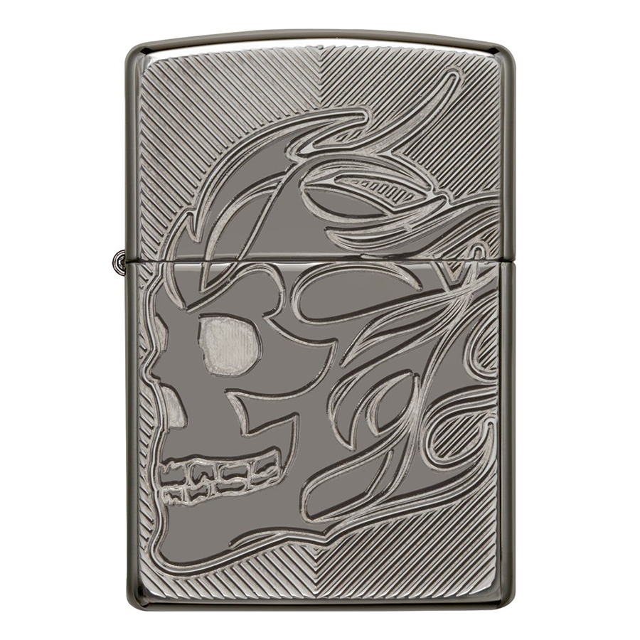 Bật Lửa Zippo 29230 - Armor Deep Carved Flaming Skull